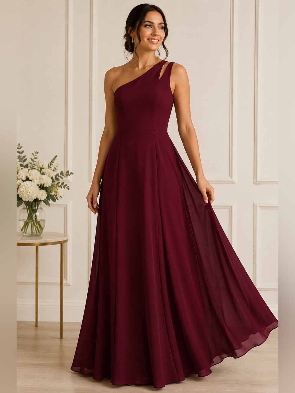 Celebrate DB Studio Burgundy One Shoulder Formal Maxi Gown Size 4